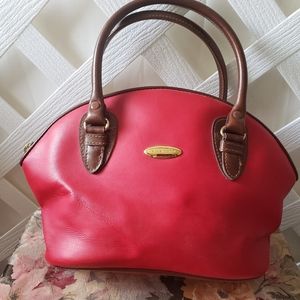 Vintage Red Leather Liz Claiborne Satchel Handbag